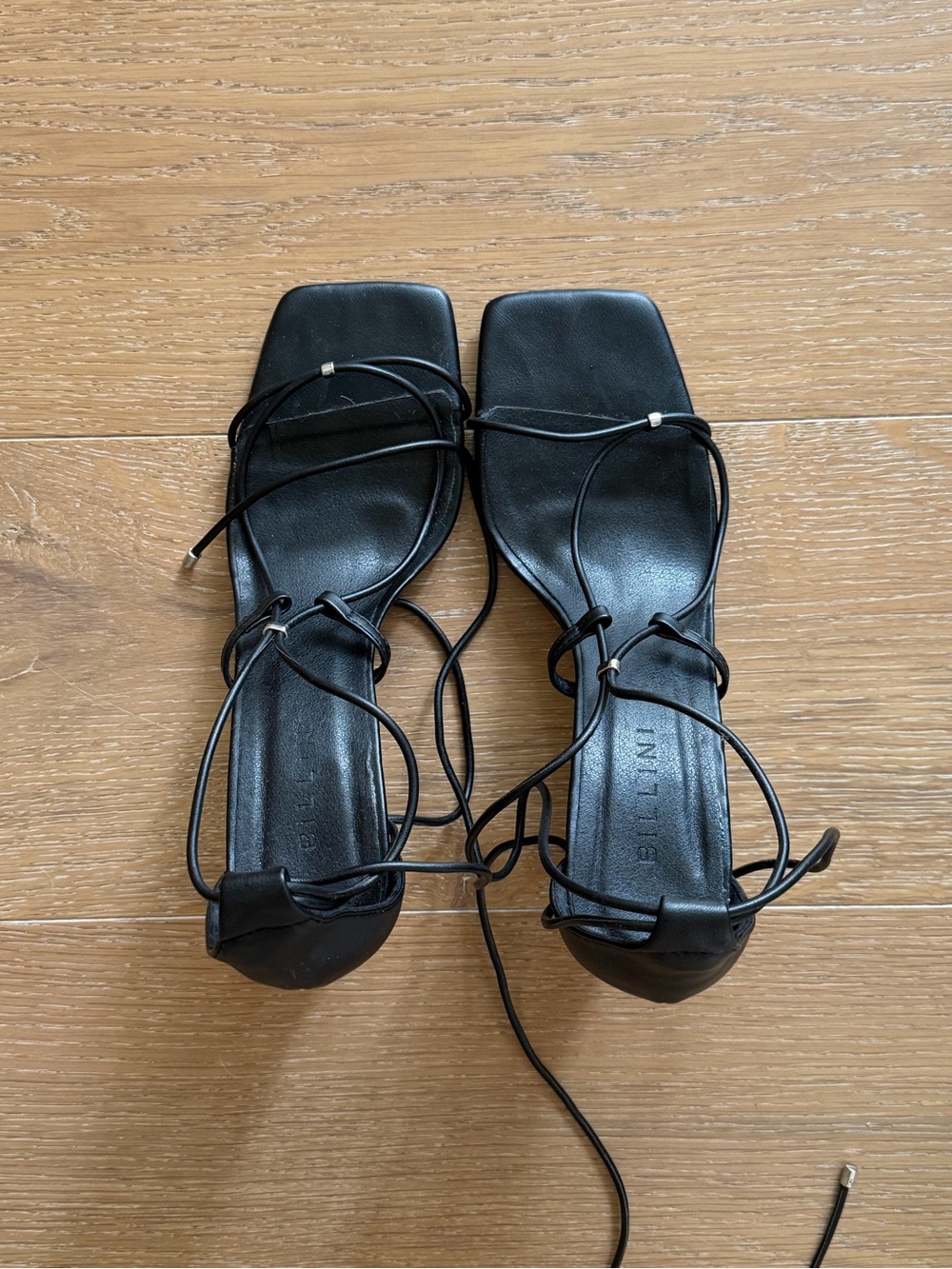 Black Lace-Up Square-Toe Sandals - INTENTIONALLY BLANK